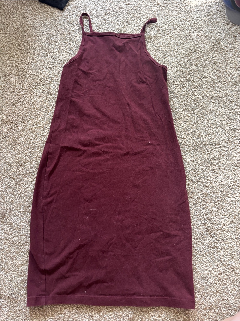 American Apparel Burgundy Sleeveless Midi Dress